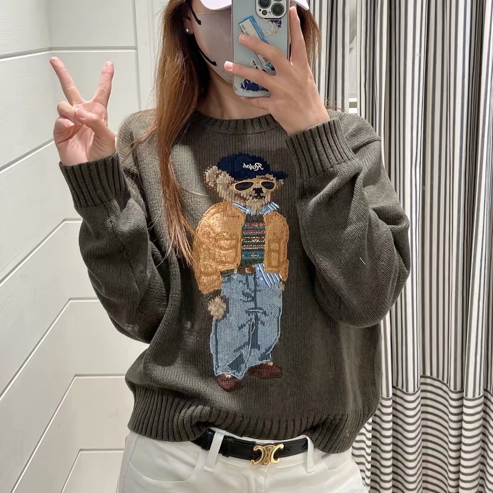 Ralph Lauren Olive Green Bear Graphic Crewneck Sweater - Picture 5 of 5